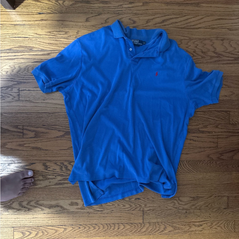 Mens Ralph Lauren Blue Polo Shirt with Red Logo Size XXL